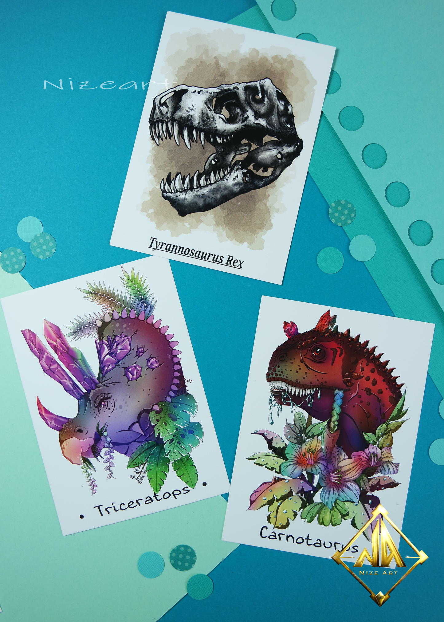 Colorful Dinosaurier - Postkarte A6