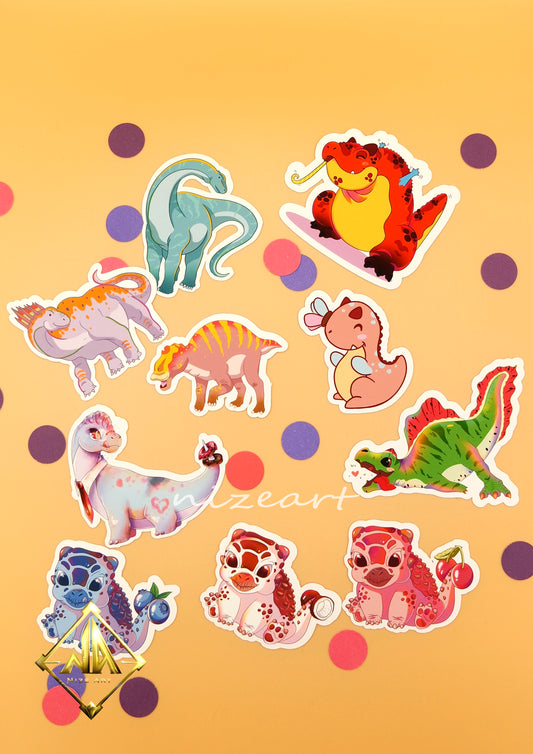 Früchte Dino Sticker Set